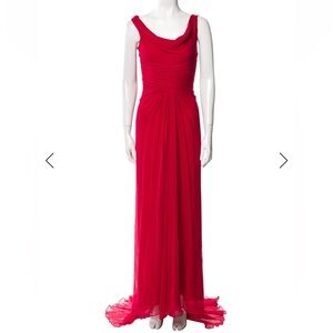 RARE Pamela Rolland vintage gorgeous red silk chiffon gown size 8